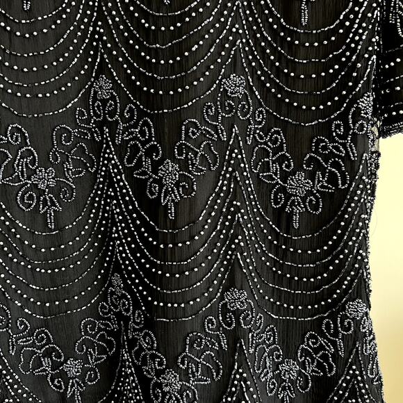 Vintage Papell Boutique Evening Womens Silk Beaded Top Black Size Small‎ Elegant - Picture 3 of 5
